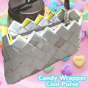 Nahui Olin | Candy Wrapper Weave Coin Wallet in White